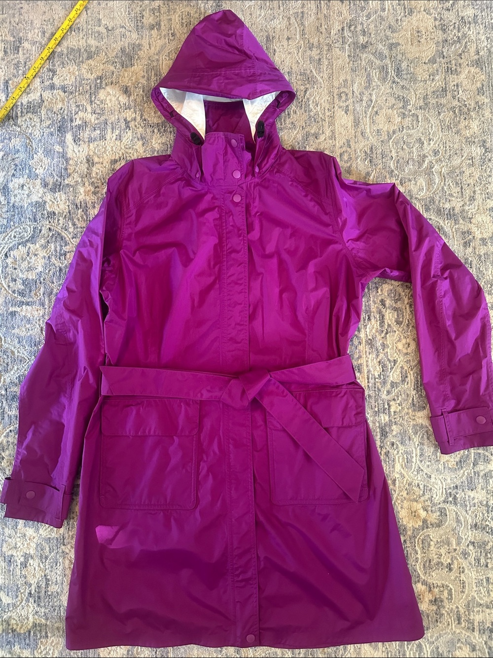 Patagonia Hooded Belted Rain Trench Coat